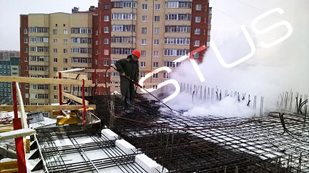 Аренда парогенератора, Удаление наледи с арматуры, Удаление слежавшегося снега в опалубке, Прогрев арматурного каркаса и опалубки 